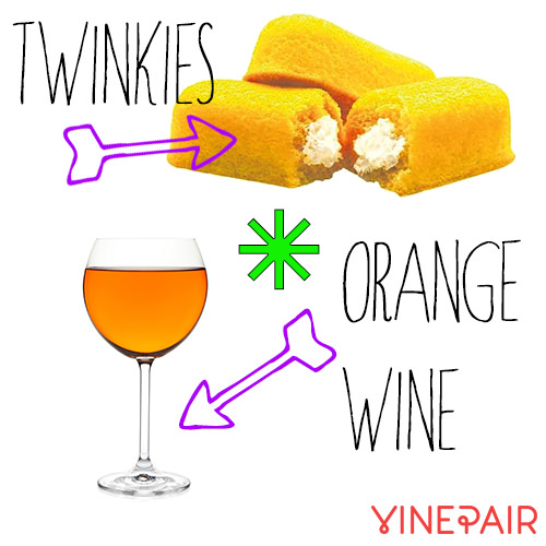 Twinkies go well with orange wine
