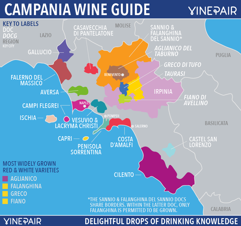Campania Wine Map. Guide To The Wines Of Campania With DOCs And DOCGs