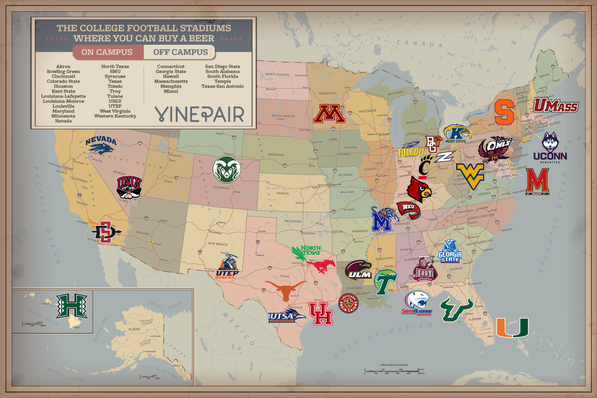 Map Every College Football Stadium Where You Can Buy A Beer