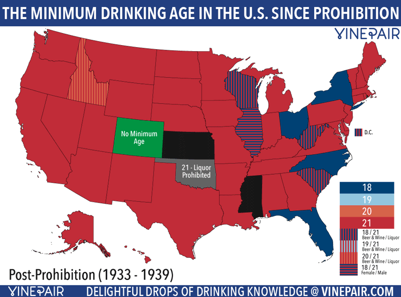 MAP: The History Of The Minimum Drinking Age In America.
