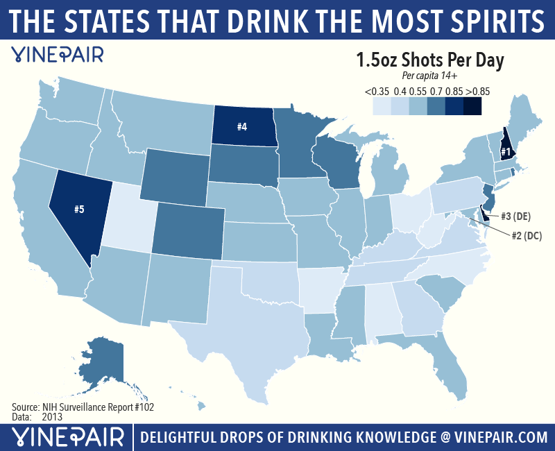 The States That Drink The Most Spirits Per Capita