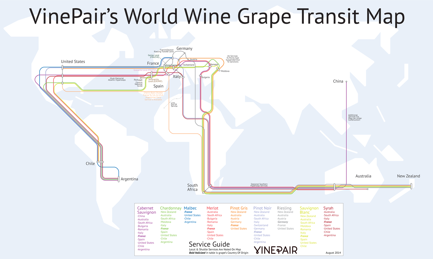 Click For The Full VinePair World Wine Grape Transit Map