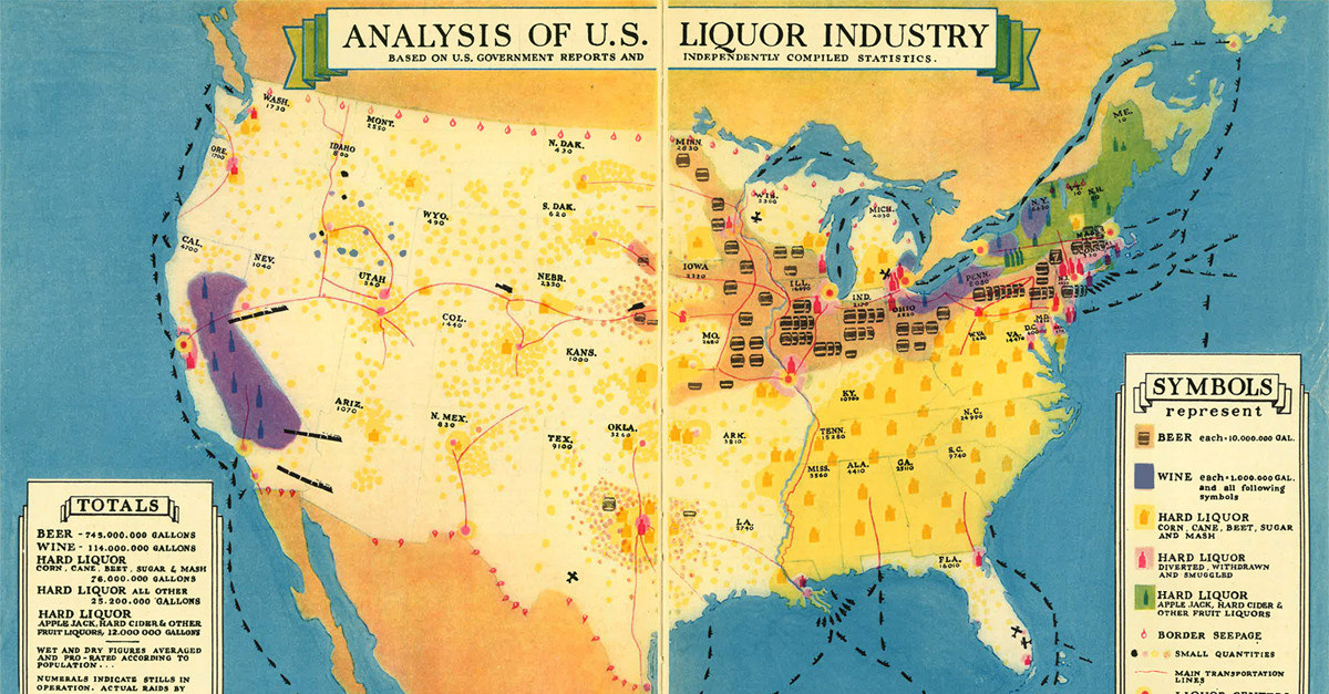 This Prohibition Map Was Published While Alcohol Was Illegal - Gastro  Obscura