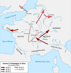 Map of Caesar's campaigns in Gaul