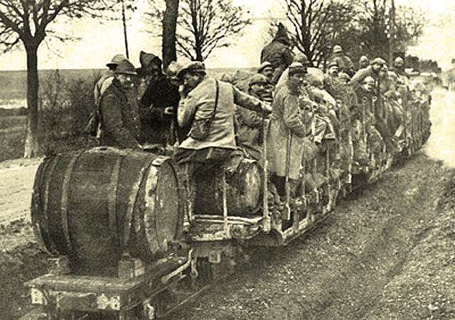 French Soldiers With Wine During WWI