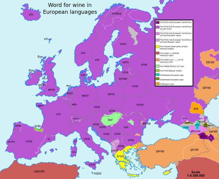 Word for Wine in European languages