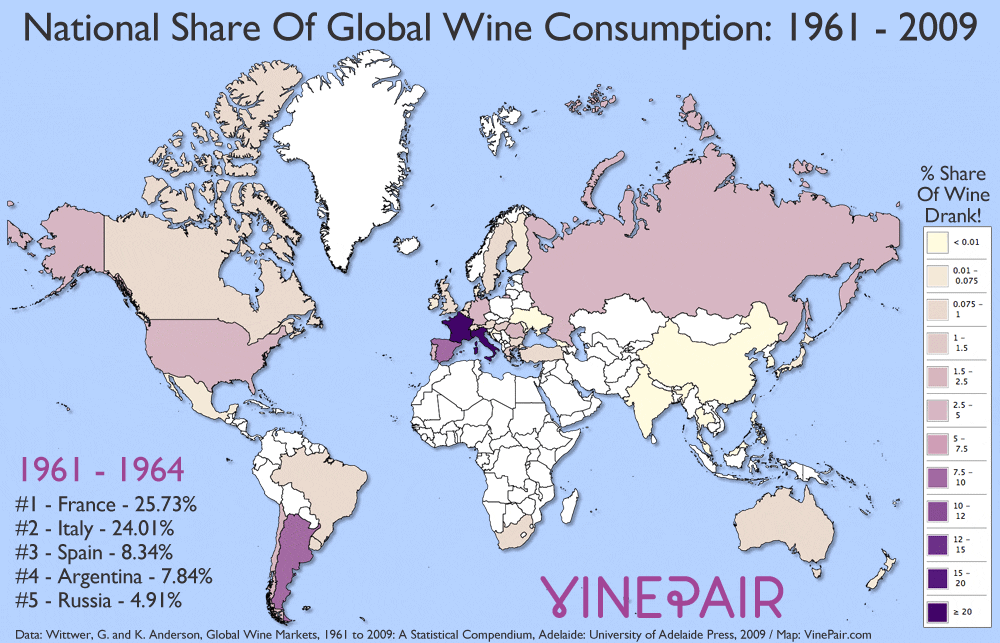 The Countries That Drank The Most Wine Over The Past 50 Years - ANIMATED GIF