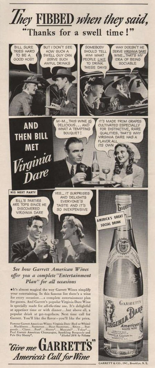 Virginia Dare Comic Wine Ad