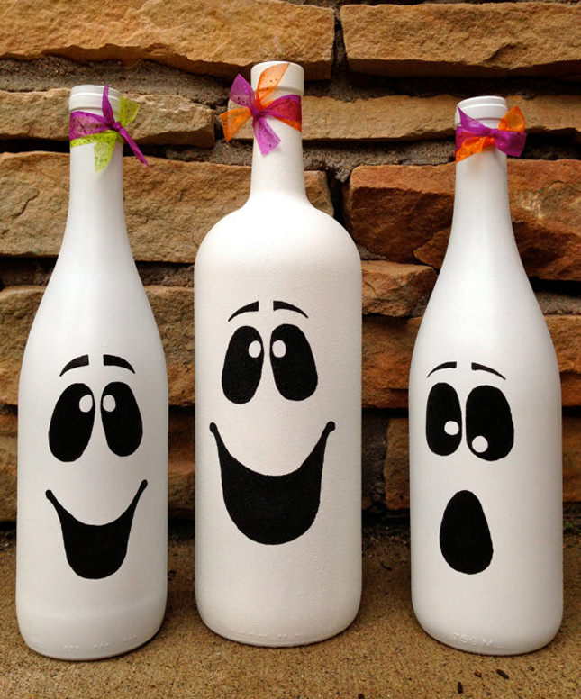 Halloween Wine Bottle Ghosts