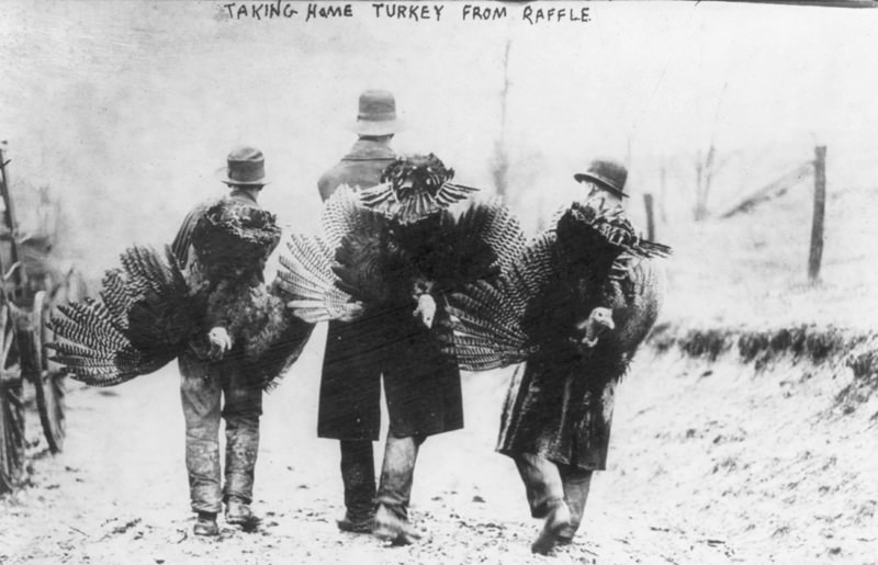 taking home turkies from raffle