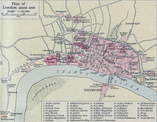 Map of London Circa 1300