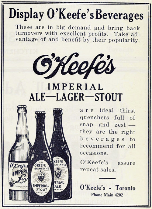 An Ad For O'Keefe's Stout From 1919
