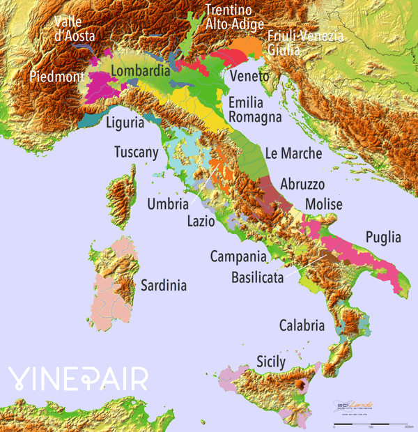 Animated Relief Map Of Wine Regions In Italy