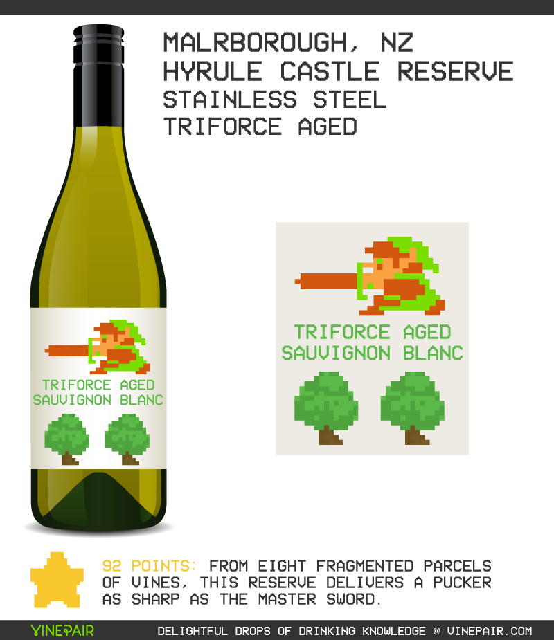Zelda As An 8-bit Wine Label