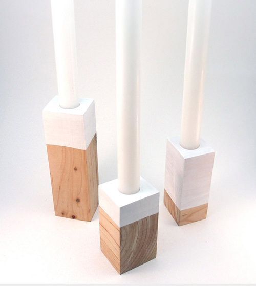 Scandinavian Wood Candle Holders