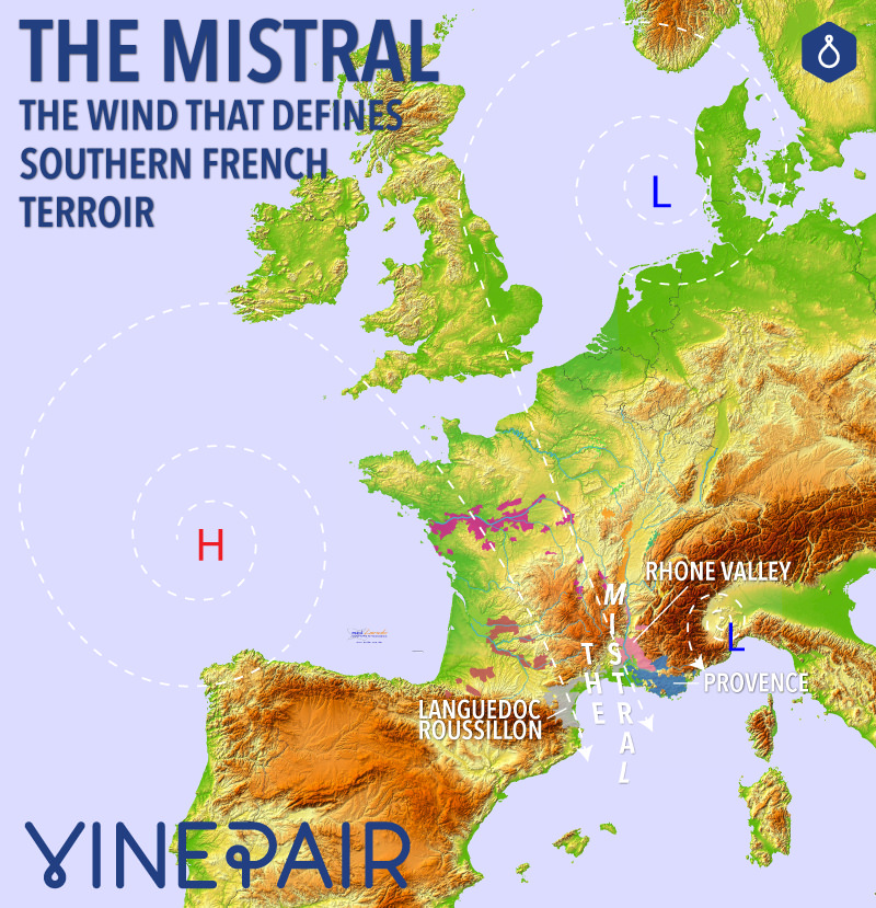MAP: The Mistral Wind In Southern France