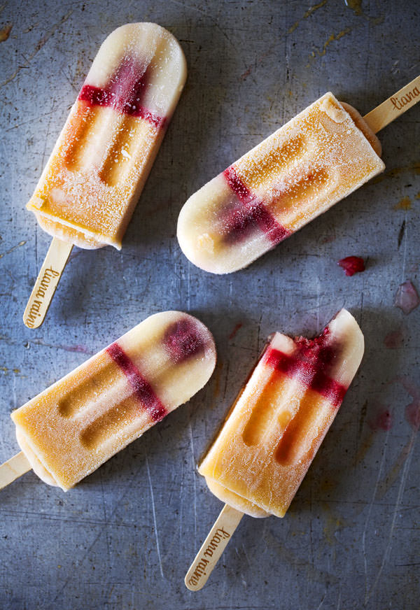 These are peach, raspberry, and Moscato popsicles