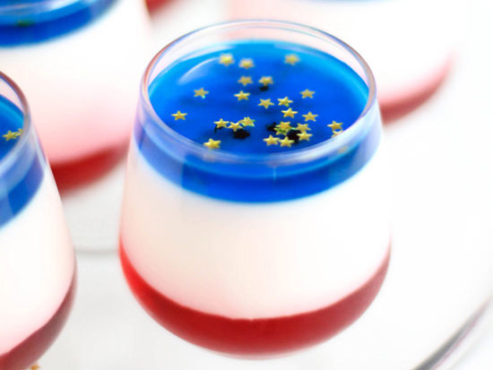 These are patriotic panna cotta shooters