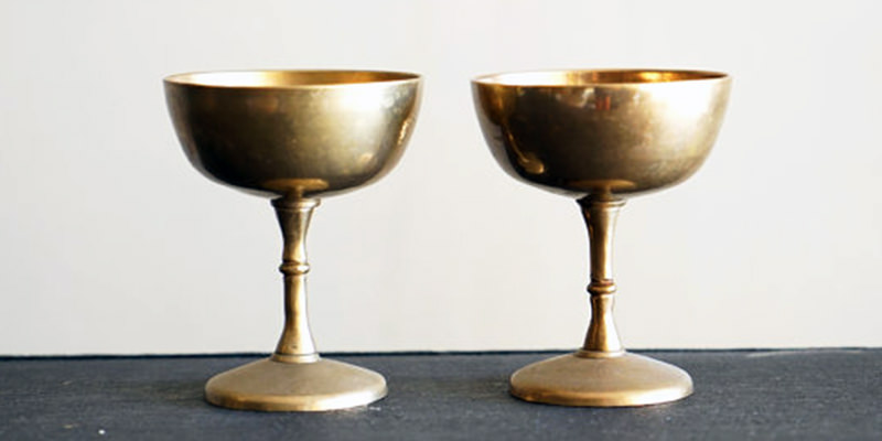 Check out these gorgeous brass Champagne coupes