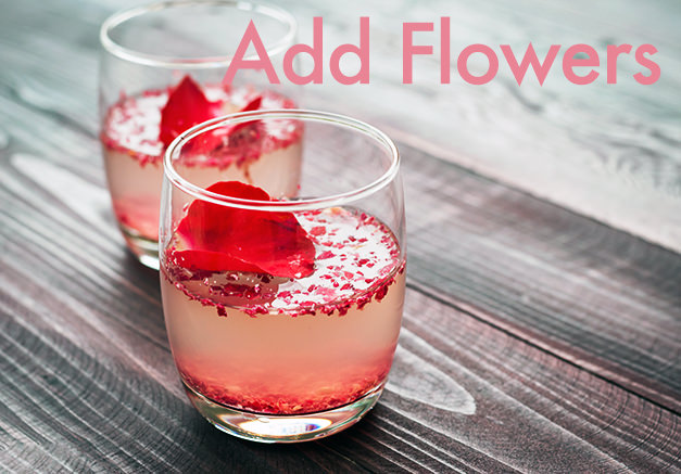 Add edible flowers to rose wine
