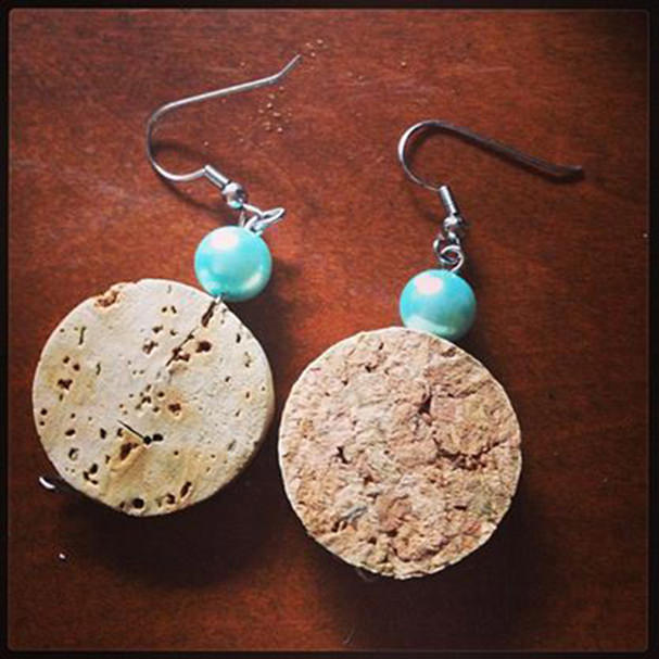 Check out these wine cork earrings