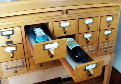 Card Catalog Liquor Cabinet