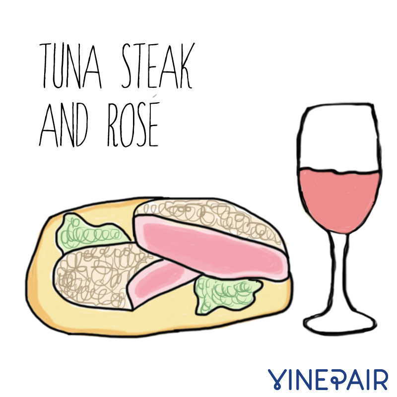 Tuna steak goes great with rosé