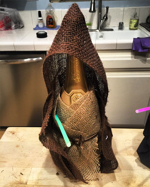 Wine Bottles Dressed Up As Star Wars Characters