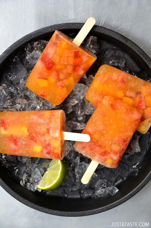 Peach Sangria Popsicles by Just a Taste