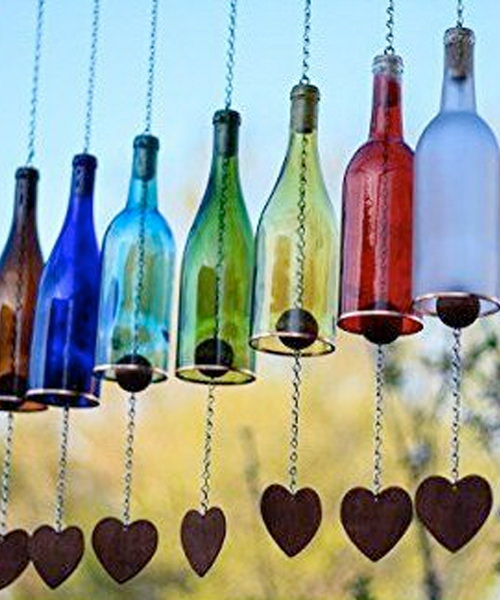 9 Adorable Garden Crafts to Make With Wine Bottles DIY wine bottle wind chimes