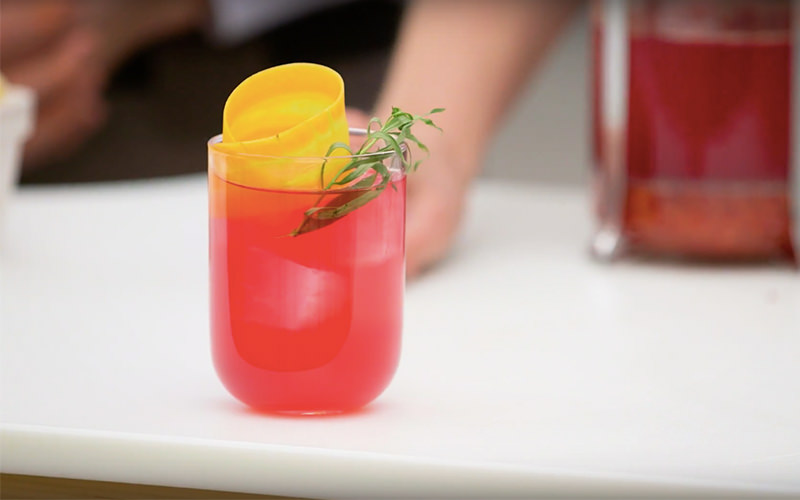 French Press Cocktail with tequila and carrot and beet