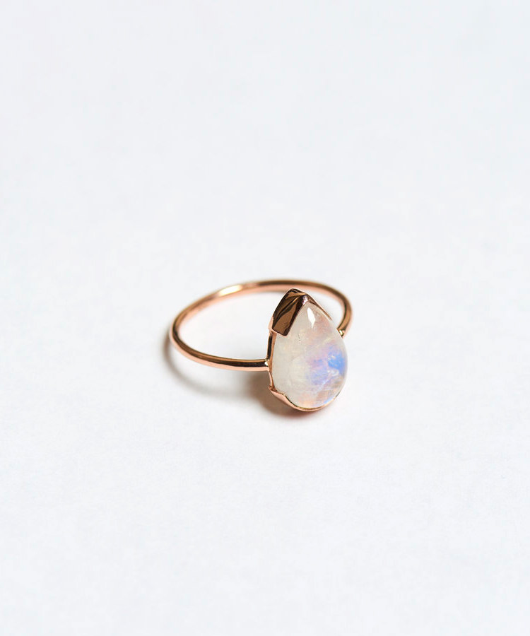 Olivia Kane Rainbow Moonstone Teardrop Ring