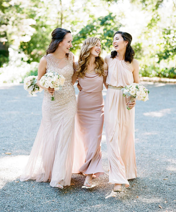 Champagne-colored dresses are perfect for a wine-inspired bridal party