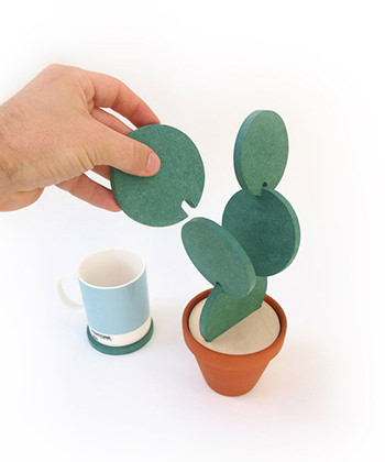 Car Coasters for Drinks Set of 2 Coloured Cactus Succulent plants Coaster Set Ceramic Stone and Cork Base for Suv Accessories or Any Vehicle Accessories Coasters