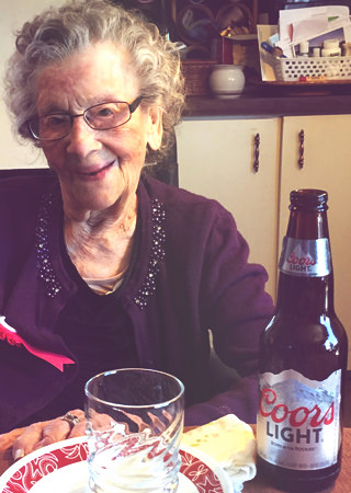 My great grandmother is Canada's oldest person... and she loves beer!