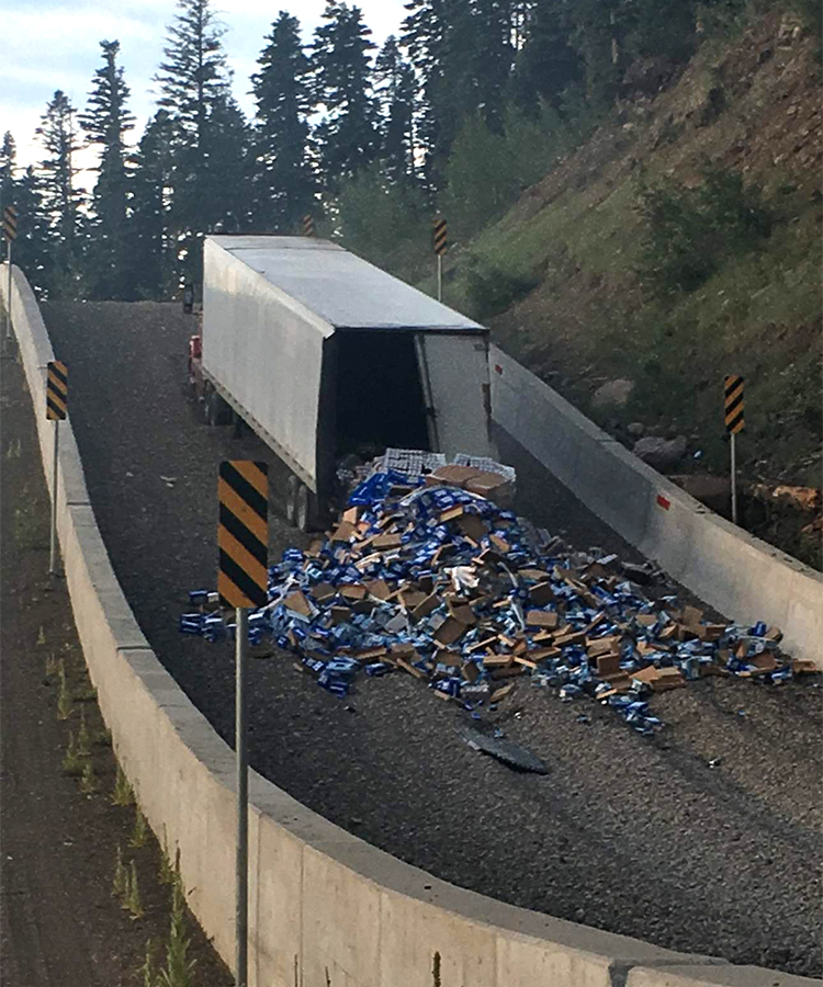 Truck Dumps 42,100 Pounds of Bud Light on Highway