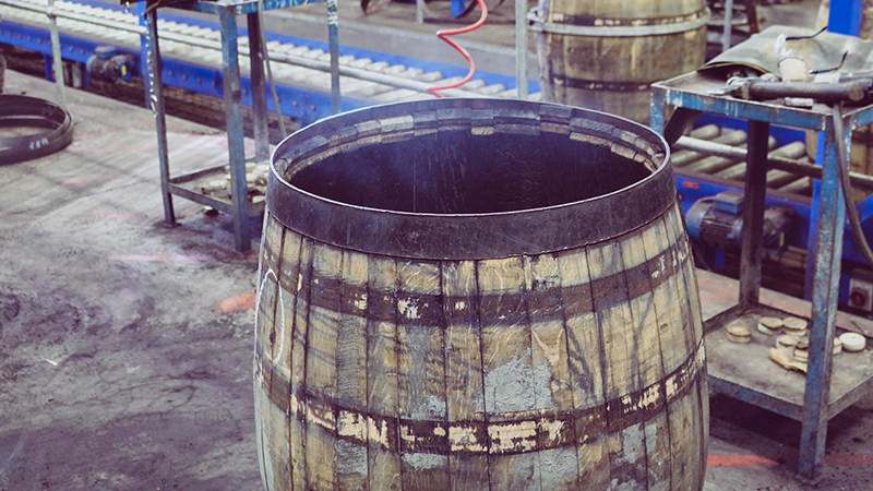 scotch whiskey barrel being steamed