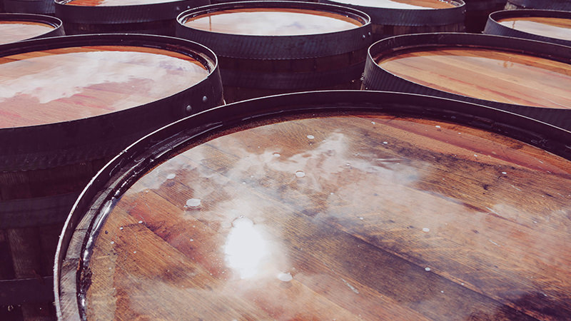 scotch whiskey barrels being cooled
