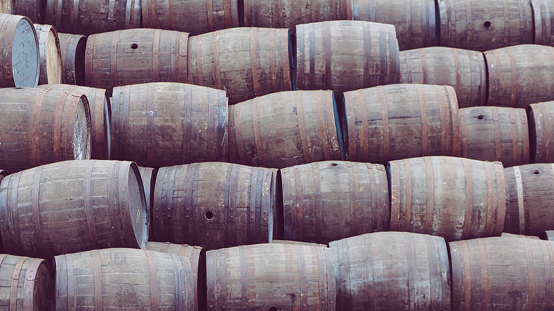 lots of scotch whisky barrels