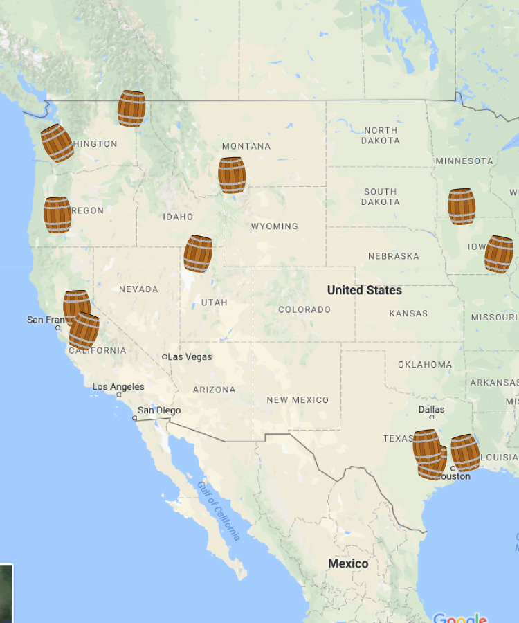 Mapping the American Bourbon Trail From Kentucky to California