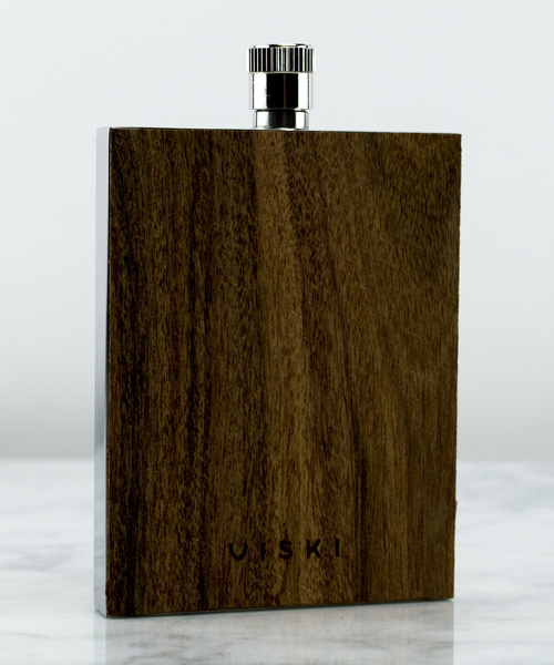 the wood and stainless steel flask is the perfect gift for parents and in laws