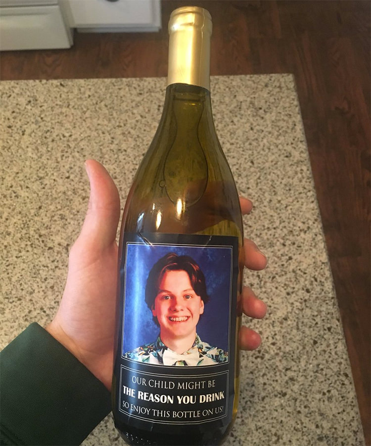Awesome Parents Put Kid’s Face on Wine Bottles to Give to Teachers