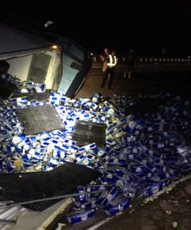 Driver Did Us All a Favor and Spilled 60,000 Pounds of Busch