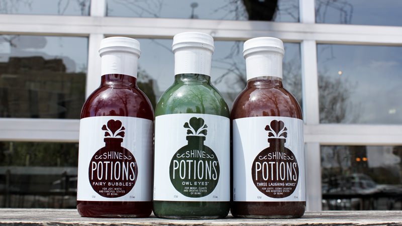 Shine's potions are also available bottled.
