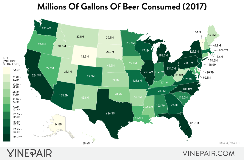 The States That Drink The Most Beer Overall 2017