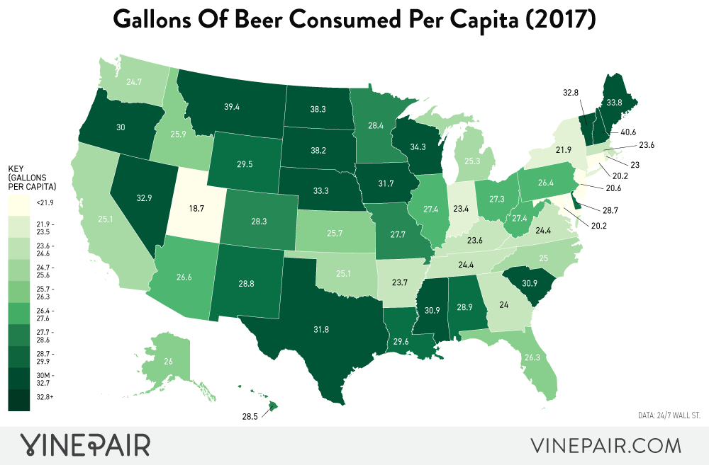 The States That Drink The Most Beer Per Capita 2017