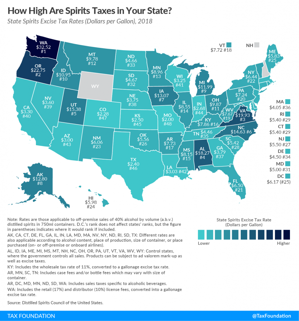 These 3 Maps Show The States That Charge The Most Tax On Spirits