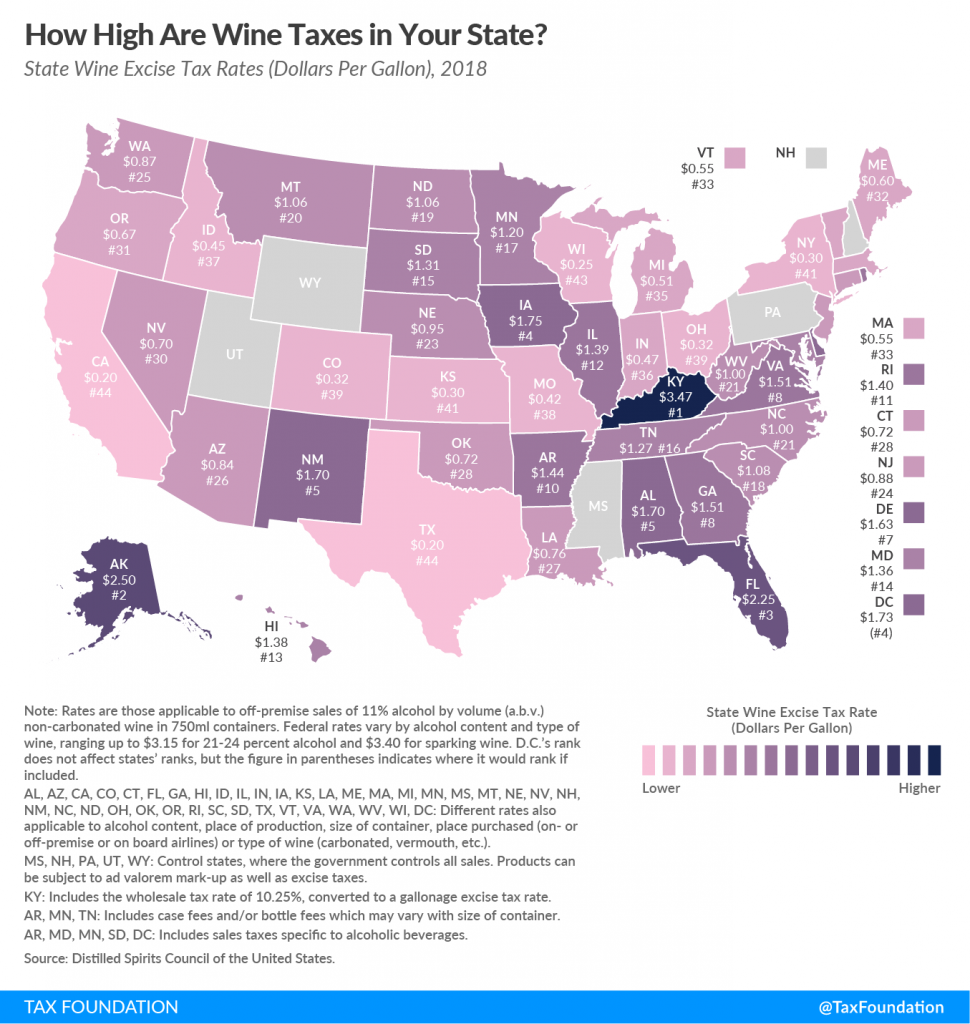 These 3 Maps Show The States That Charge The Most Tax On Wine