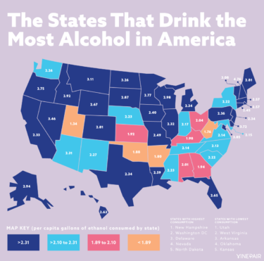 The States That Drink the Most Alcohol in America, Mapped and Ranked ...