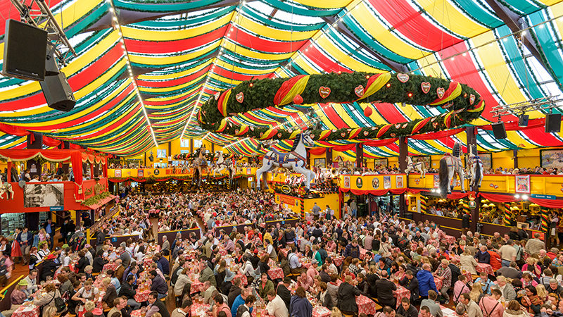 Crowds in the Hippodrom Beer Tent at the Munich Oktoberfest